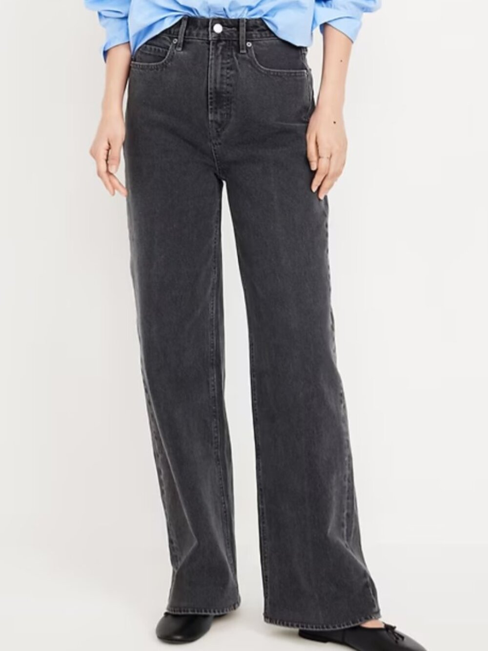 Old Navy Extra High-Waisted Wide-Leg Jeans | Faded Black Wash | 14 Petite